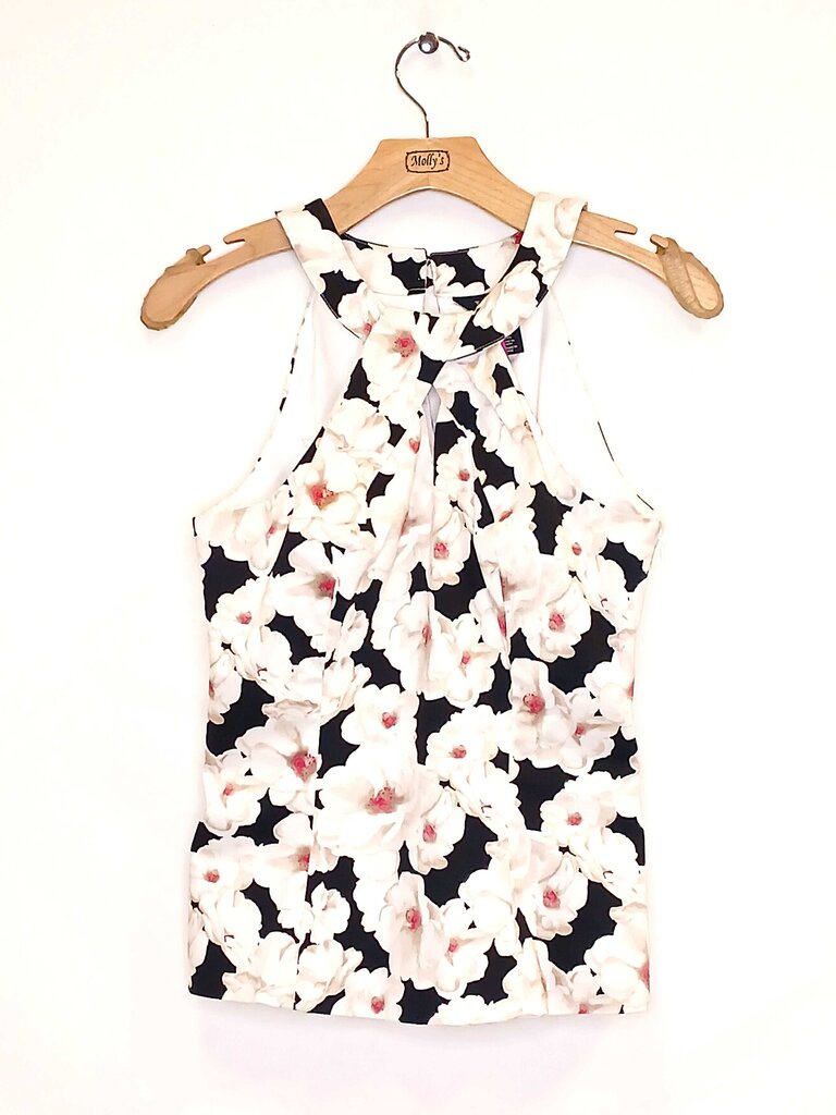 White House Black Market Sleeveless Floral High Neck Top