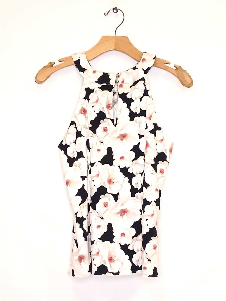White House Black Market Sleeveless Floral High Neck Top