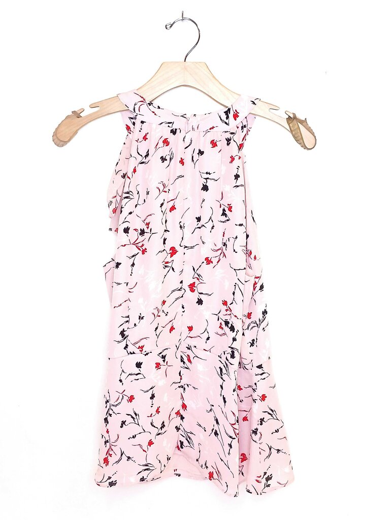 White House Black Market Sleeveless Floral Ruffle Blouse