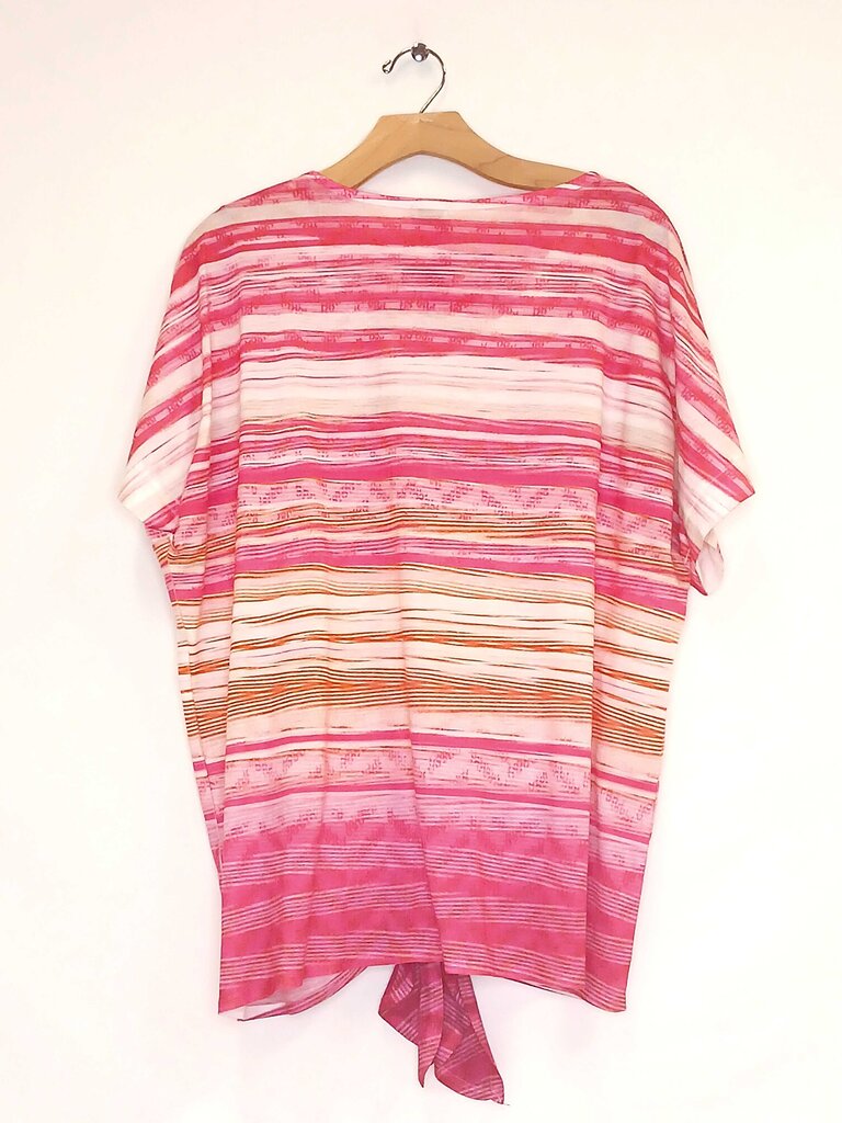 Chicos Striped Short Sleeve V Neck