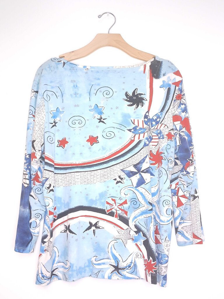 Chicos Long Sleeve V Neck Patterned Top