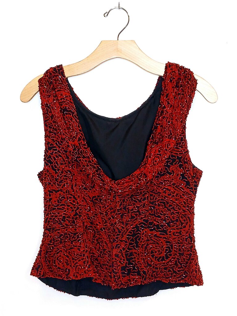 Andretta Donatello Sleeveless Beaded Cow Neck Top