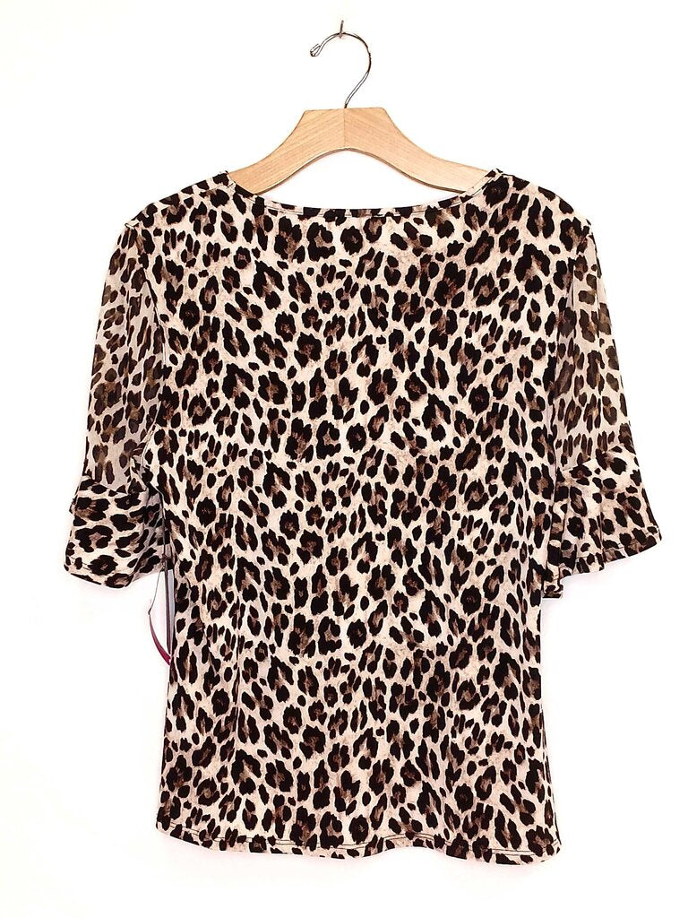 Vince Camuto Short Sleeve Cheetah Print Top