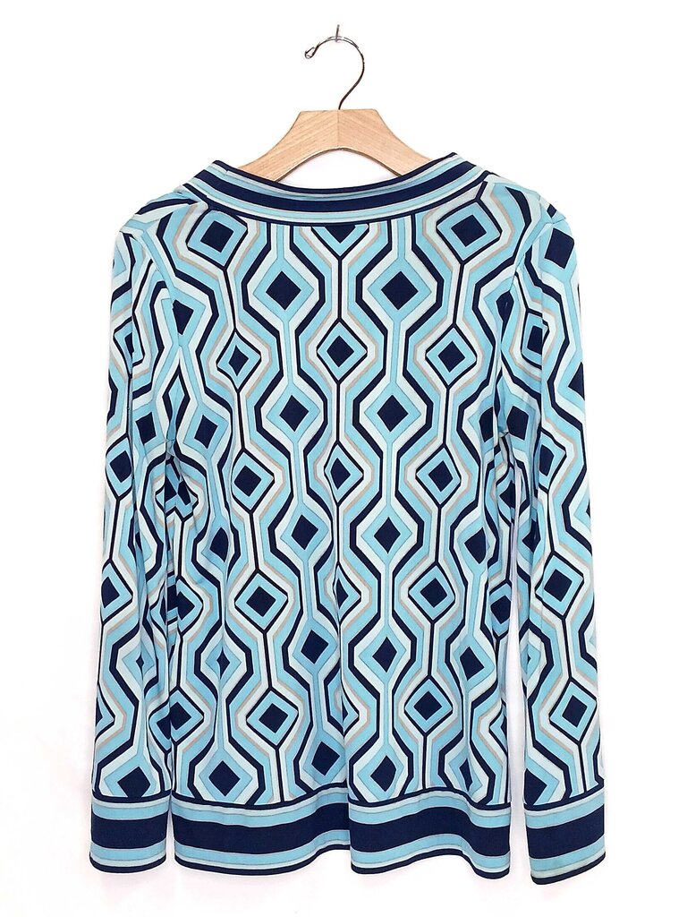Micheal Kors Long Sleeve Patterned V Neck Blouse