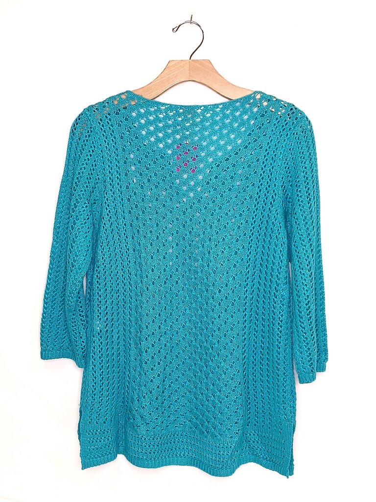 Chicos Cropped Sleeve Crocheted Top