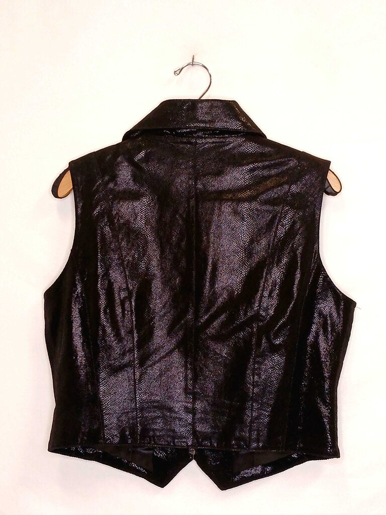 Paolo Santini 100% Leather Snake Print Sleeveless Zip Up + Leather Pants
