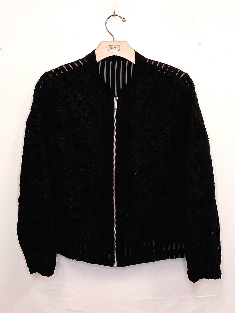 See Through Floral Cut Out Zip Up