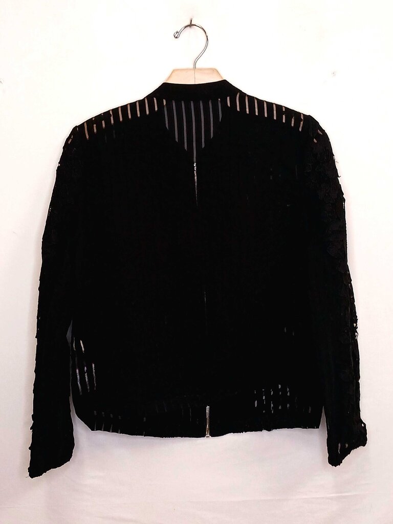See Through Floral Cut Out Zip Up