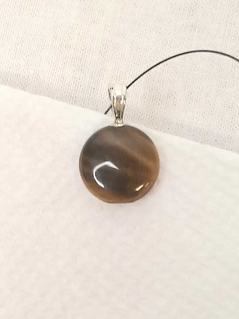 Tigers Eye Small Disc Shaped Pendent