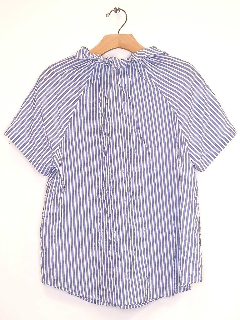 Chicos Stripped Button Up Short Sleeve Blouse
