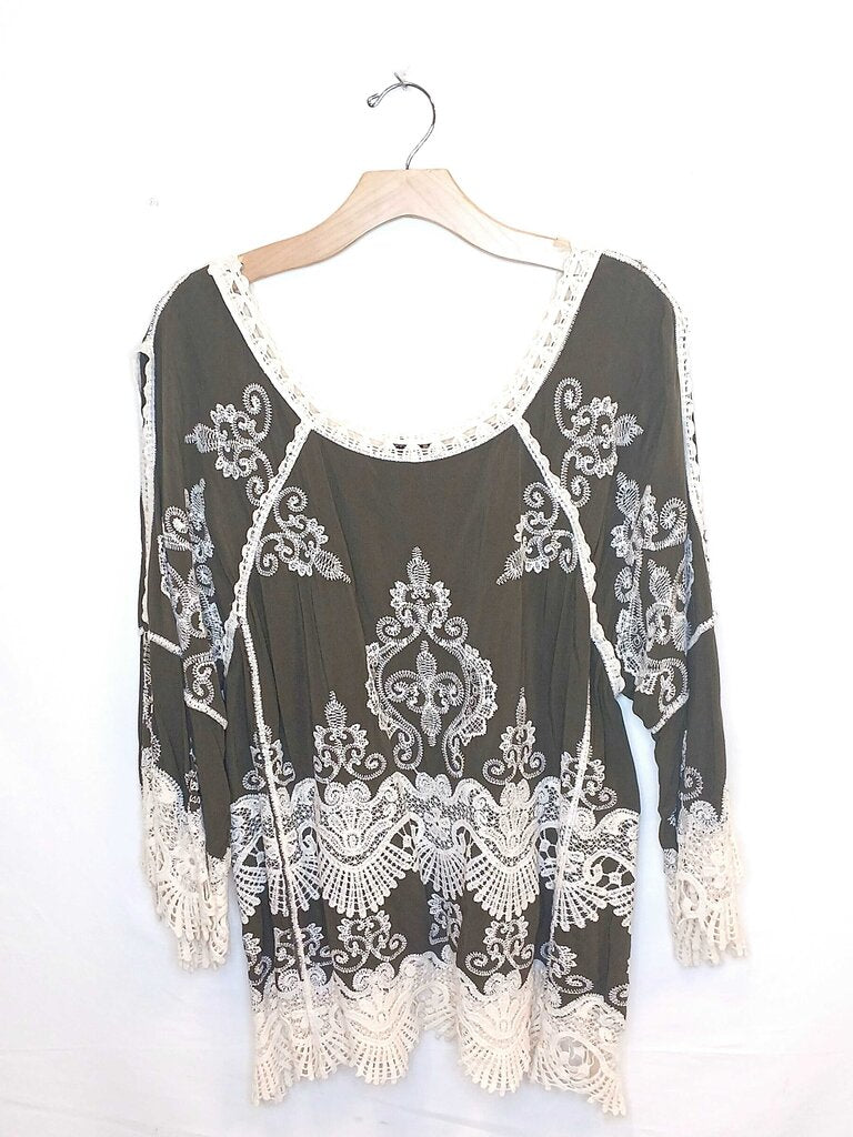 Democracy Loss Sleeve Embroidered Top