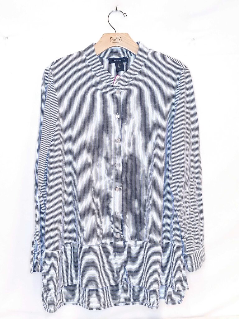 Tahari Striped Long Sleeve Button Up