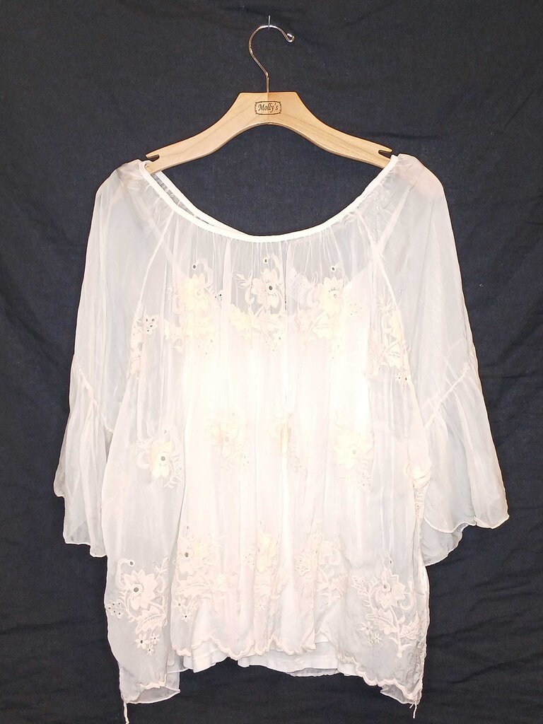 angela moda Flowy Floral Sheer Blouse