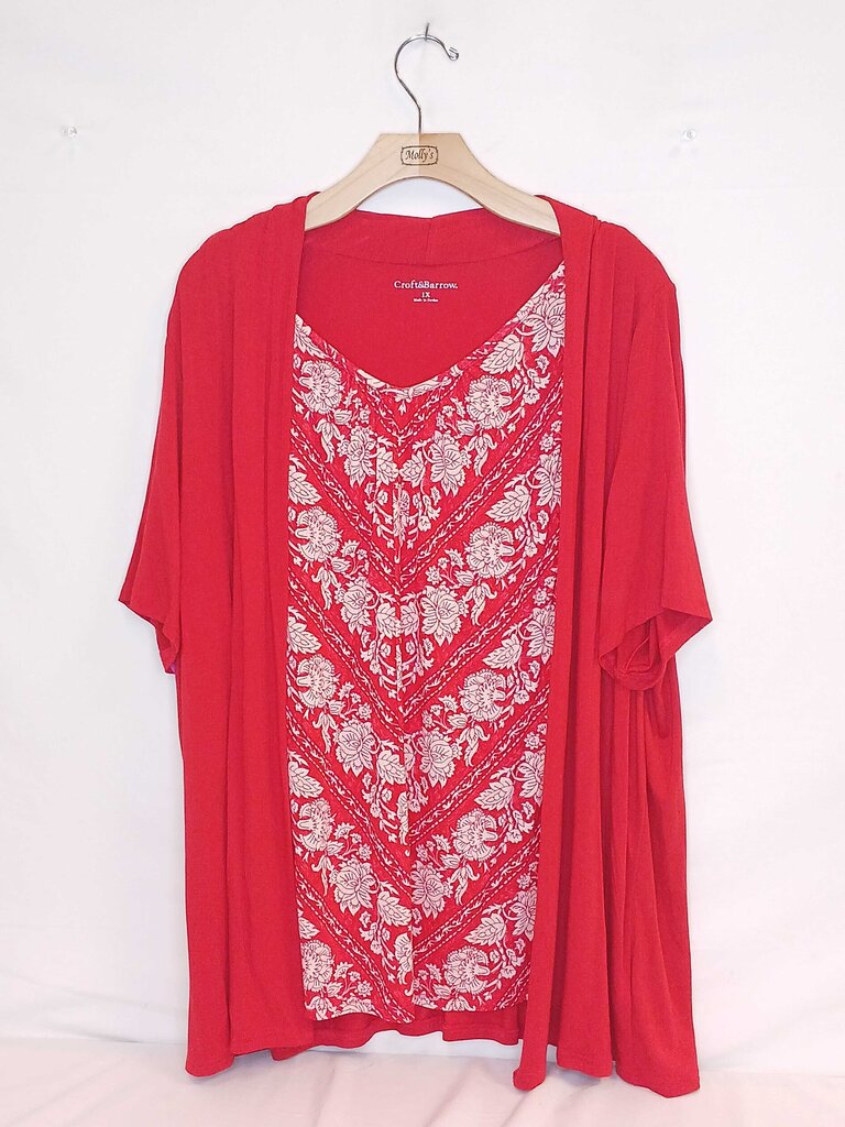 Croft & Barrow Long Top + Built In Cardigan