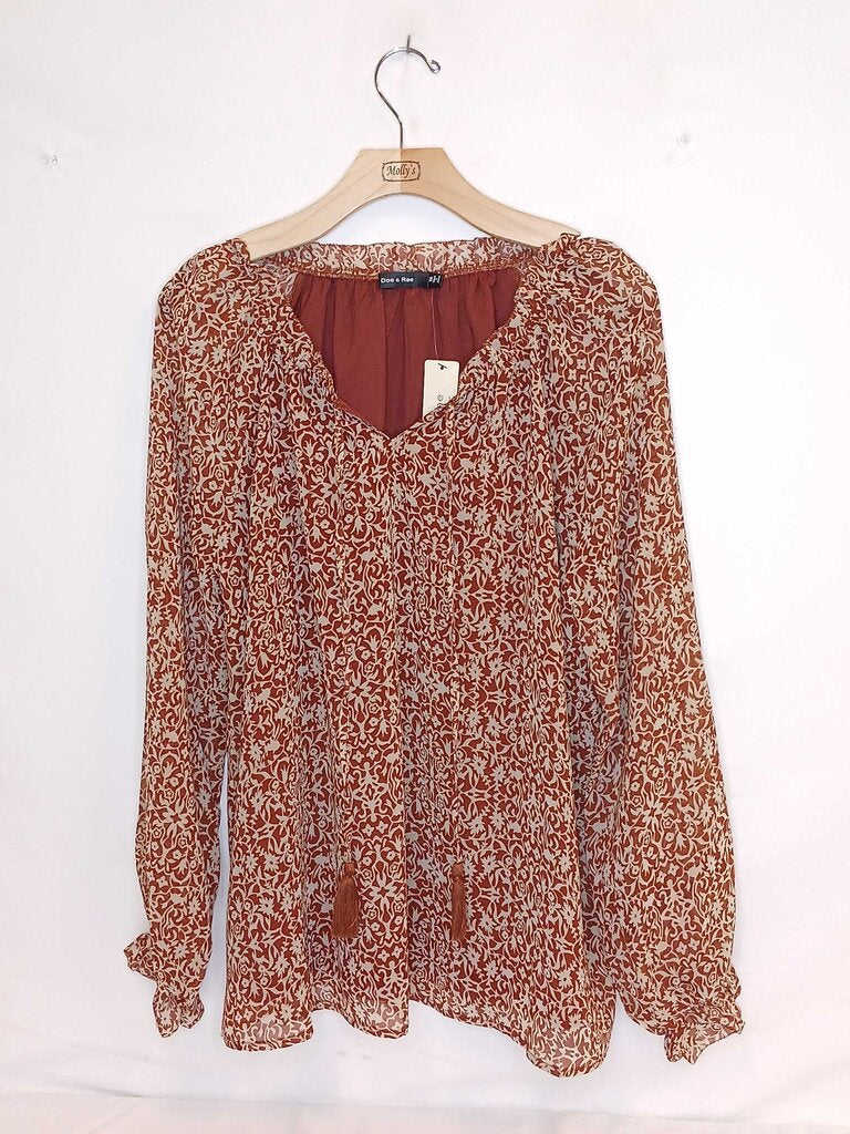 Doe & Rae Flowy Sheer Sleeve Top