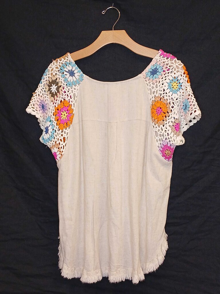 Umgee Short Crochet Sleeve top