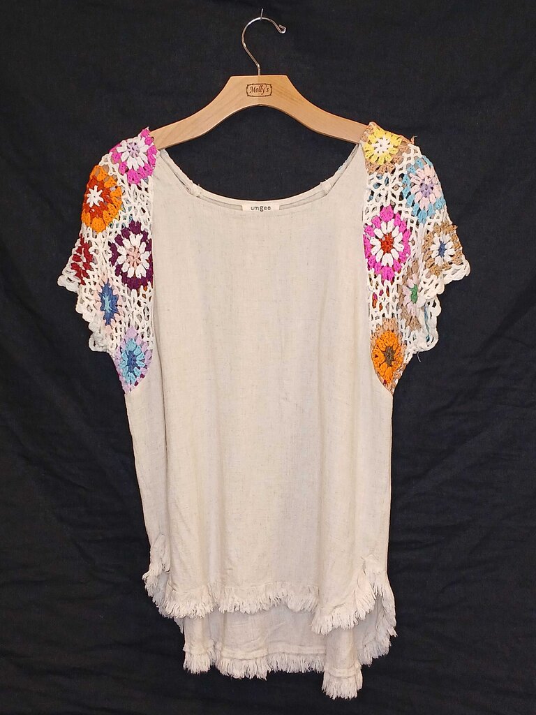 Umgee Short Crochet Sleeve top