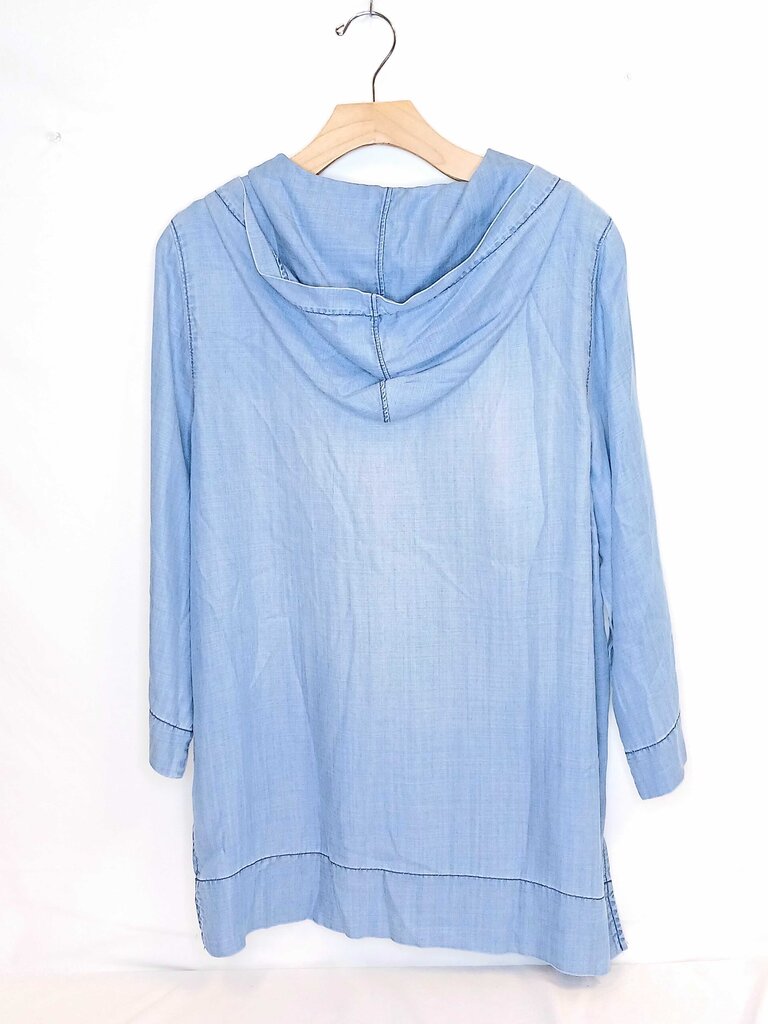 Chicos Stains On Collar Long Sleeve Hooded Top