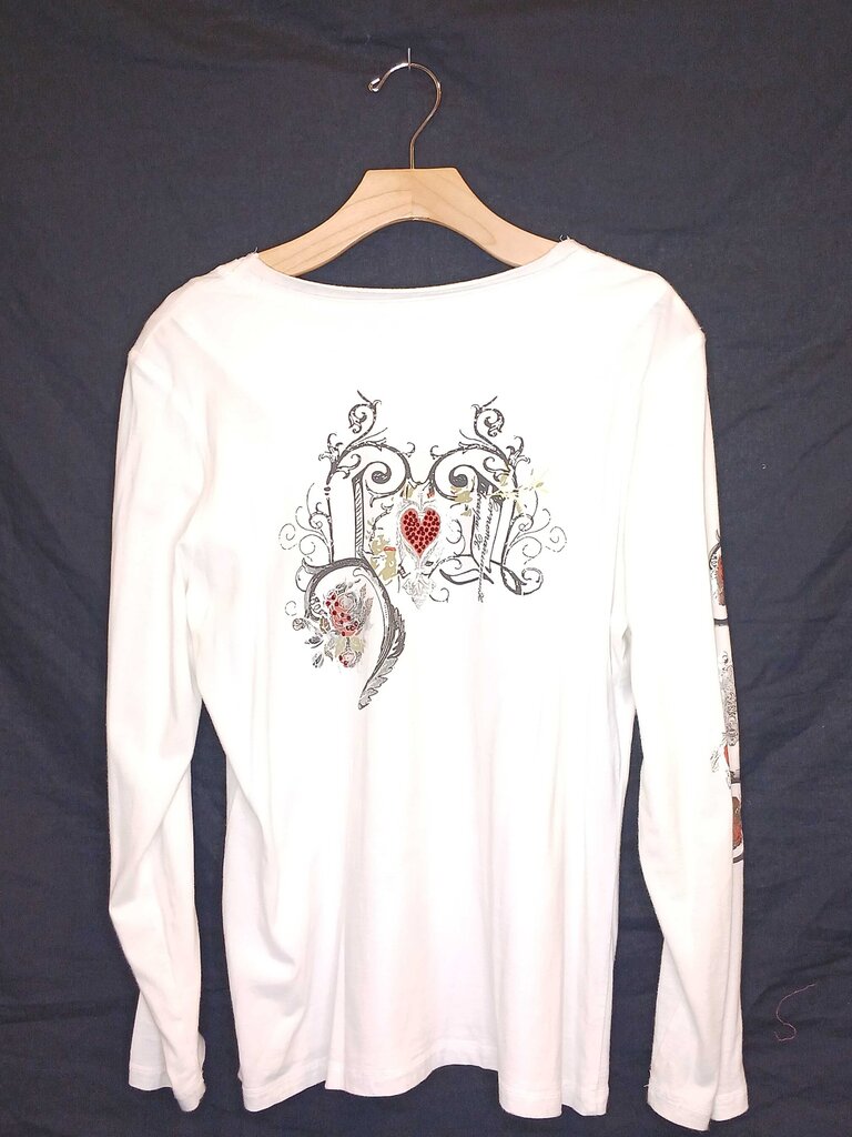 Lyman Ritchie Angel Print Long Sleeve Rhinestone Top