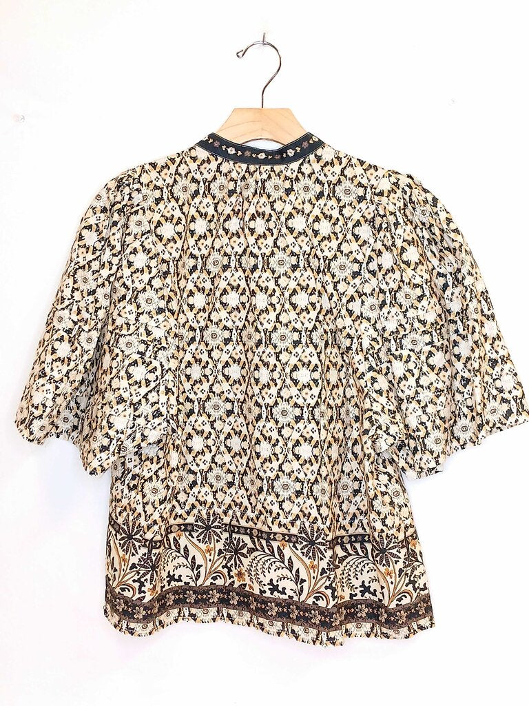 Anthropologie Floral Short Sleeve Top