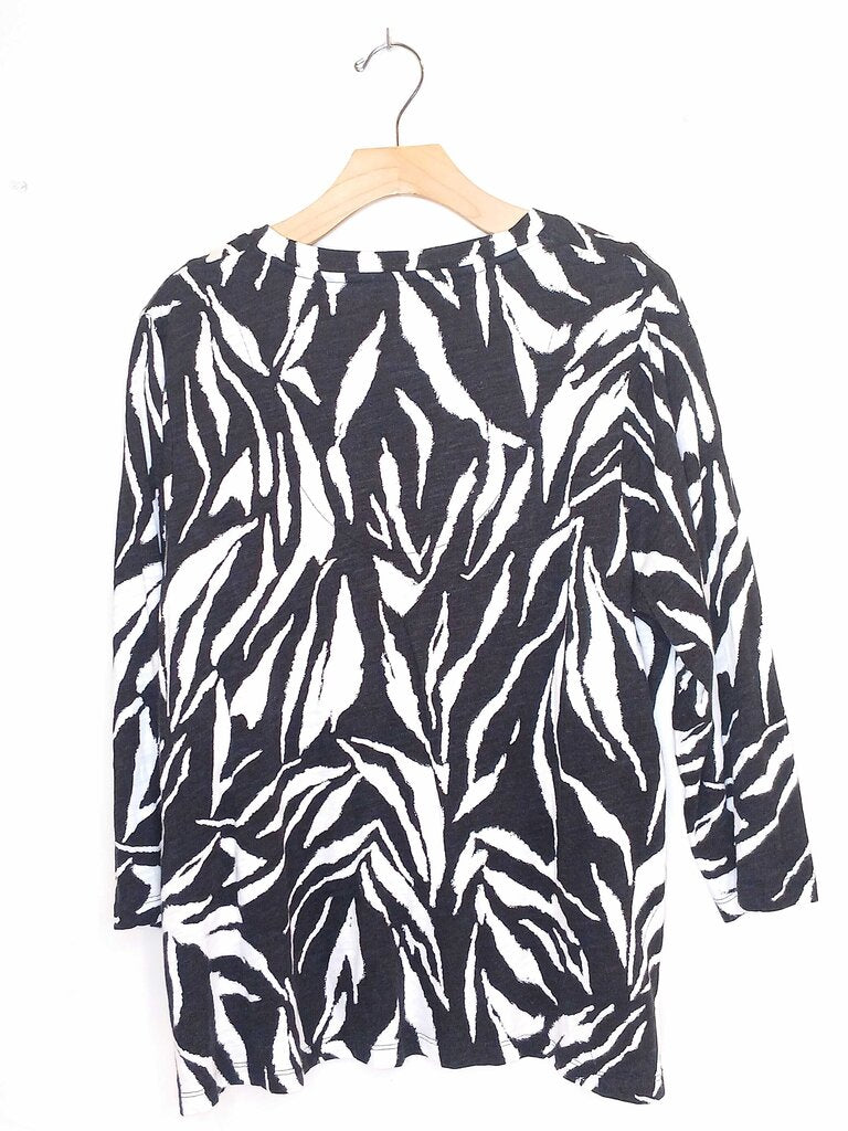 Chicos Long sleeve 3 Button Zebra Print top