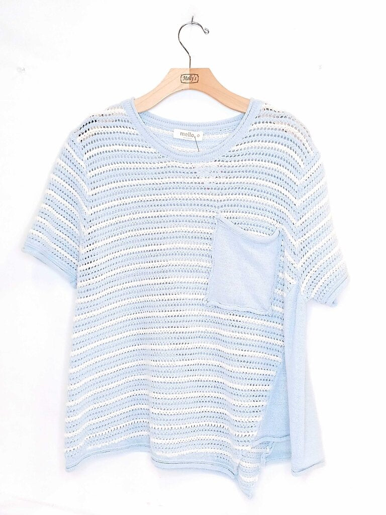 Mello. Stripped Knit Top W Pocket