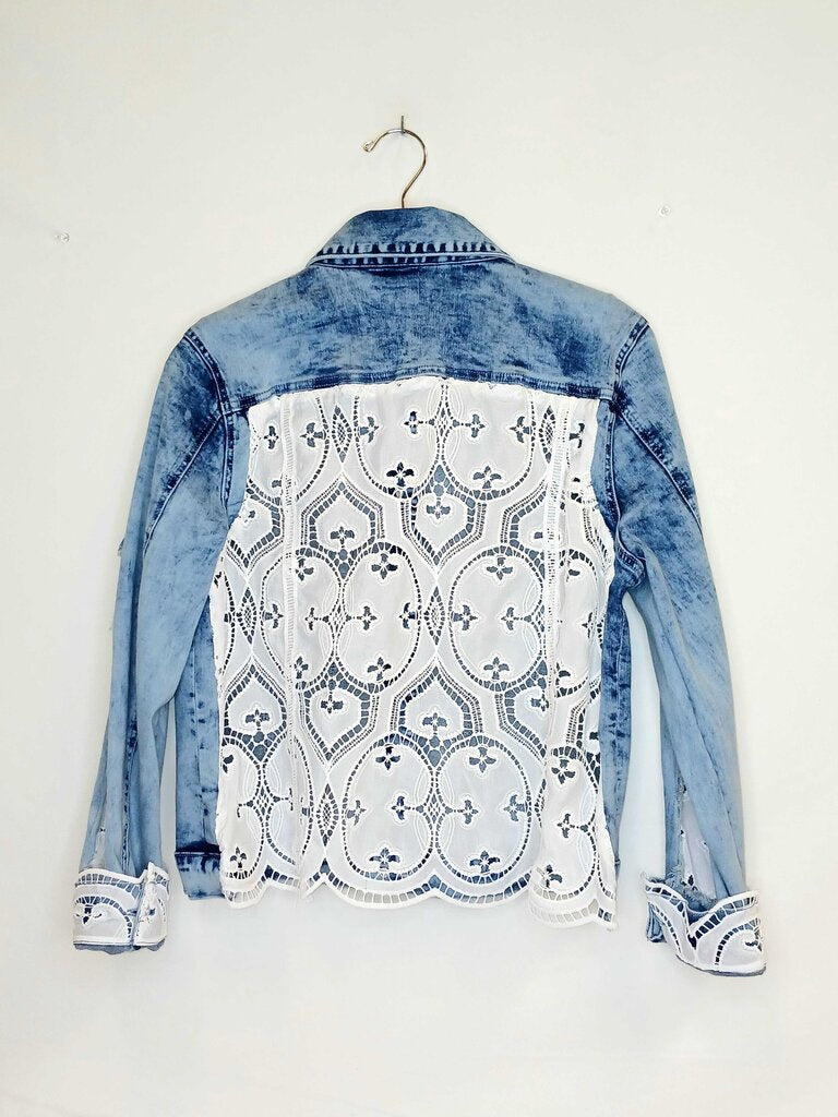 Azi Lace Panel Jean Jacket