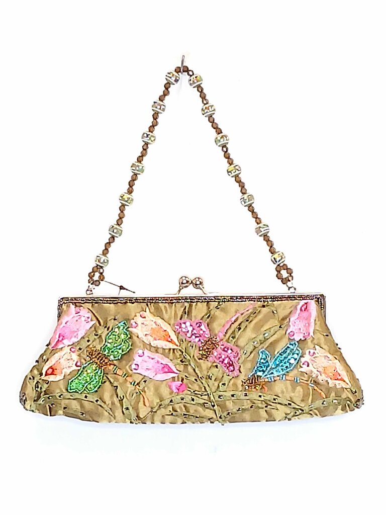All Brand Beaded Dragon Fly and Flower Purse