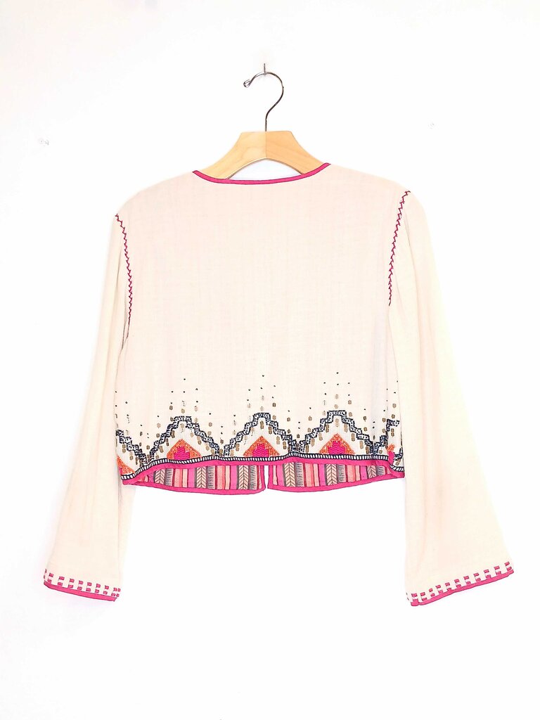 Soft Surroundings Cropped Embroidered Beaded Jacket