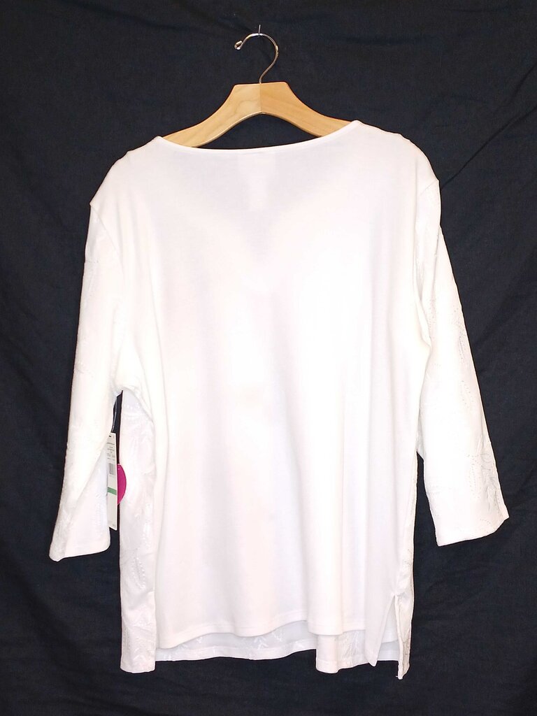 Alfred Dunner Long Sleeve Flower Embroidered Long Sleeve Top