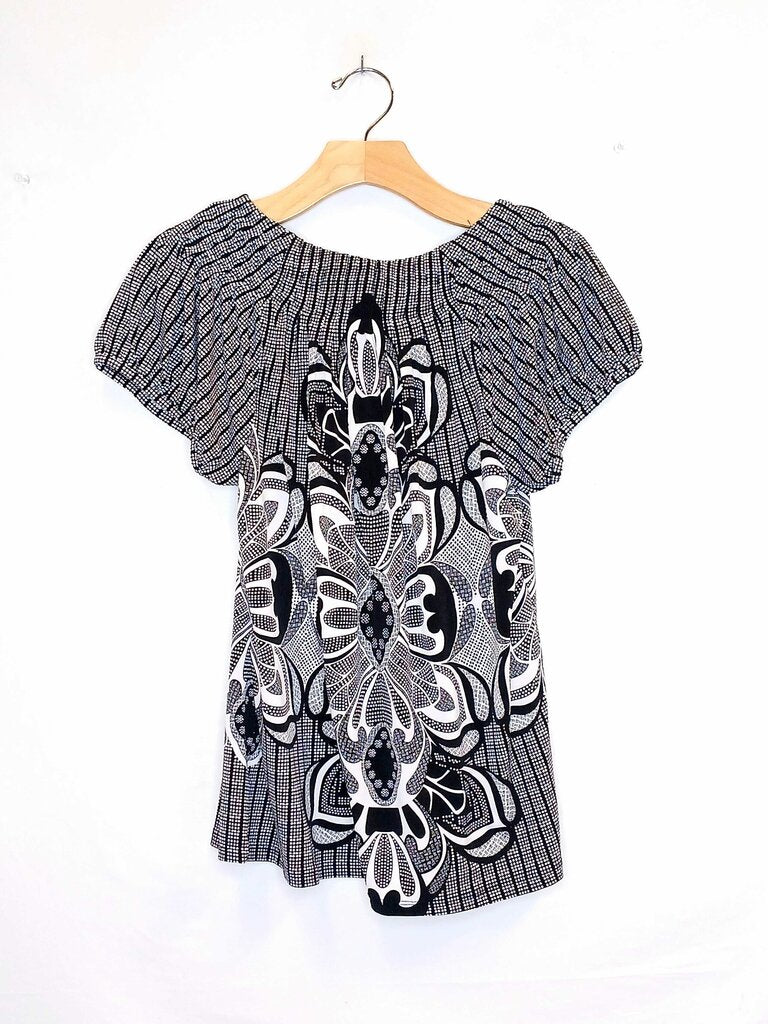 Style & Co Short Sleeve Elastic Neck Top