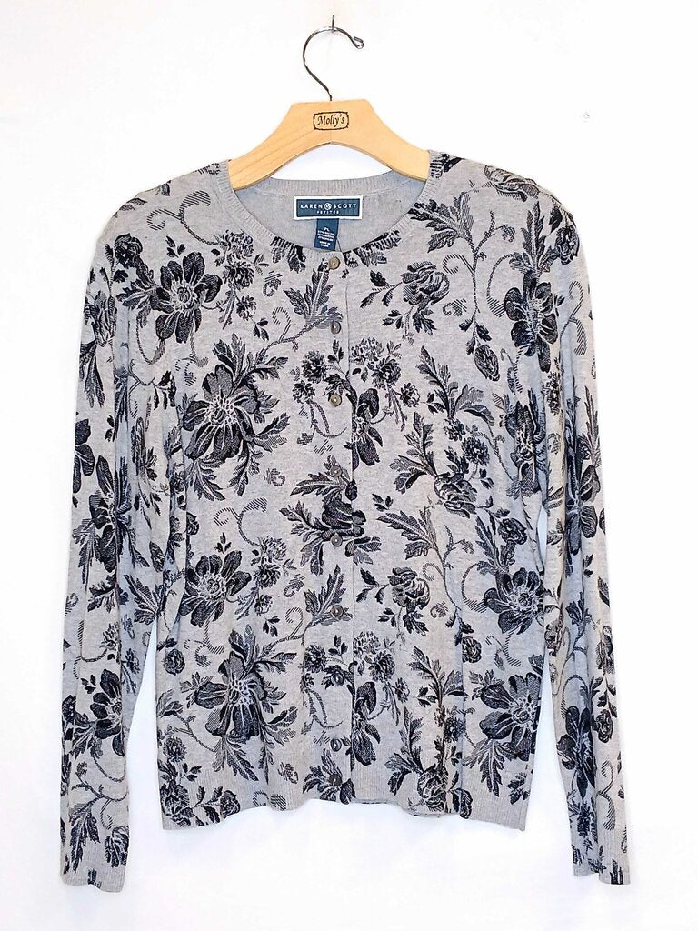 Karen Scott Long Sleeve Button Up Cardigan