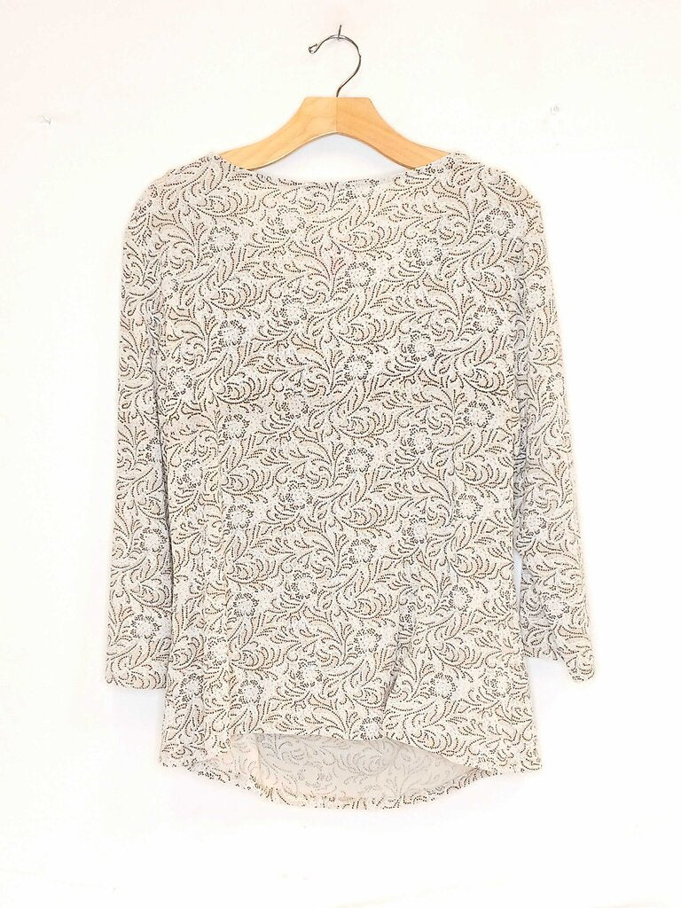 MSK Long Sleeve Crowel Neck Glitter Top