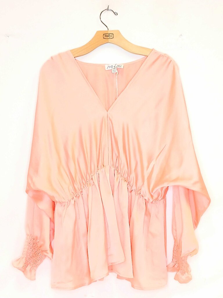 She + Sky Long Sleeve Rouched Top