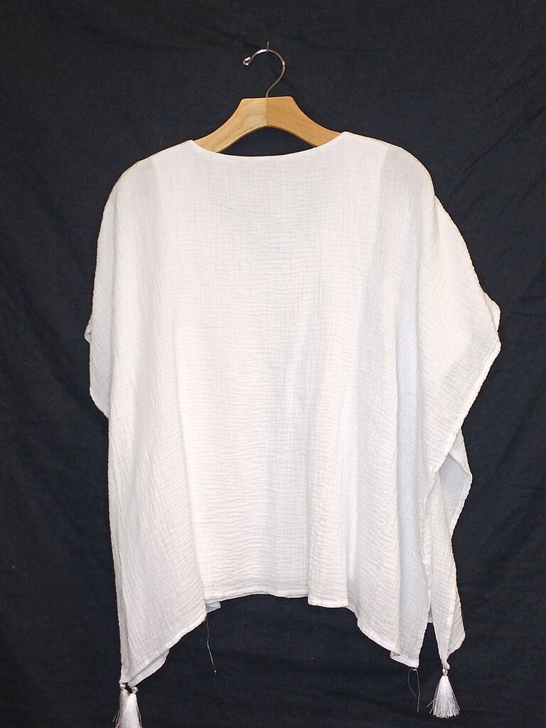 JM Collection Beaded V-Neck Poncho Top