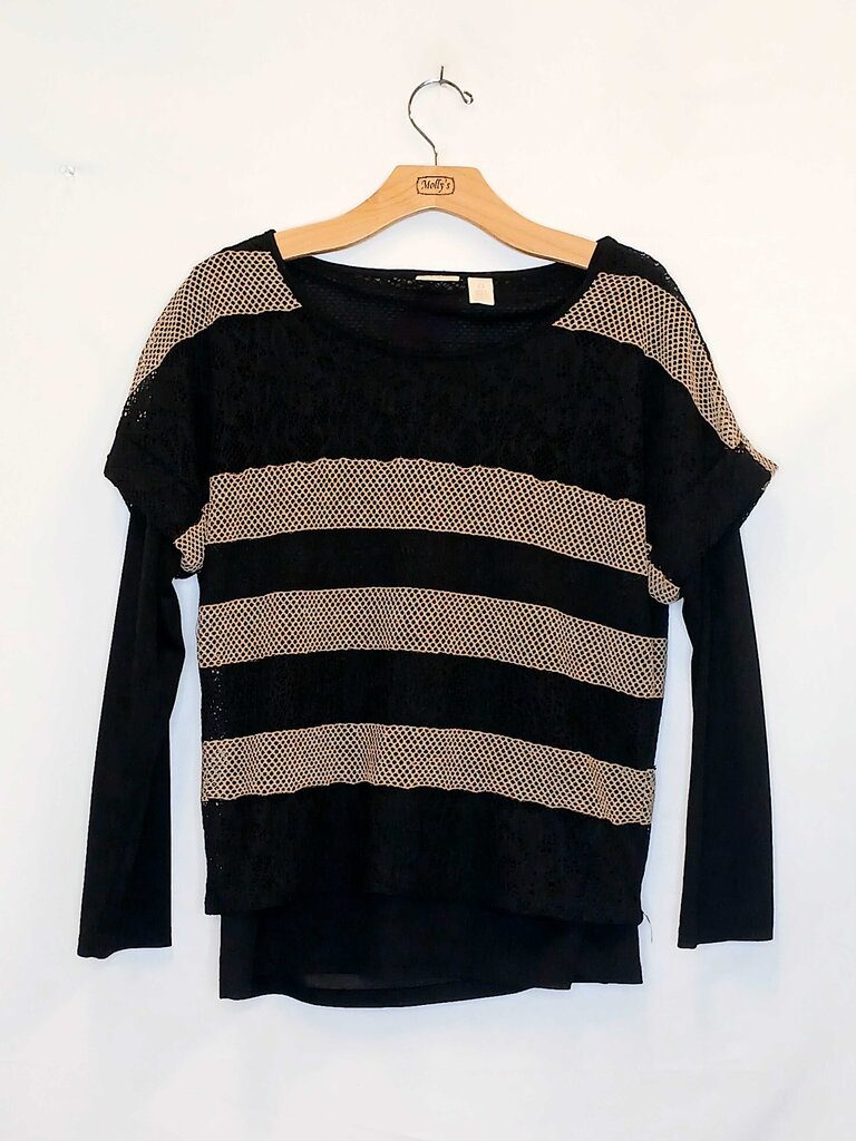 Chicos Long Sleeve Layered Striped Top