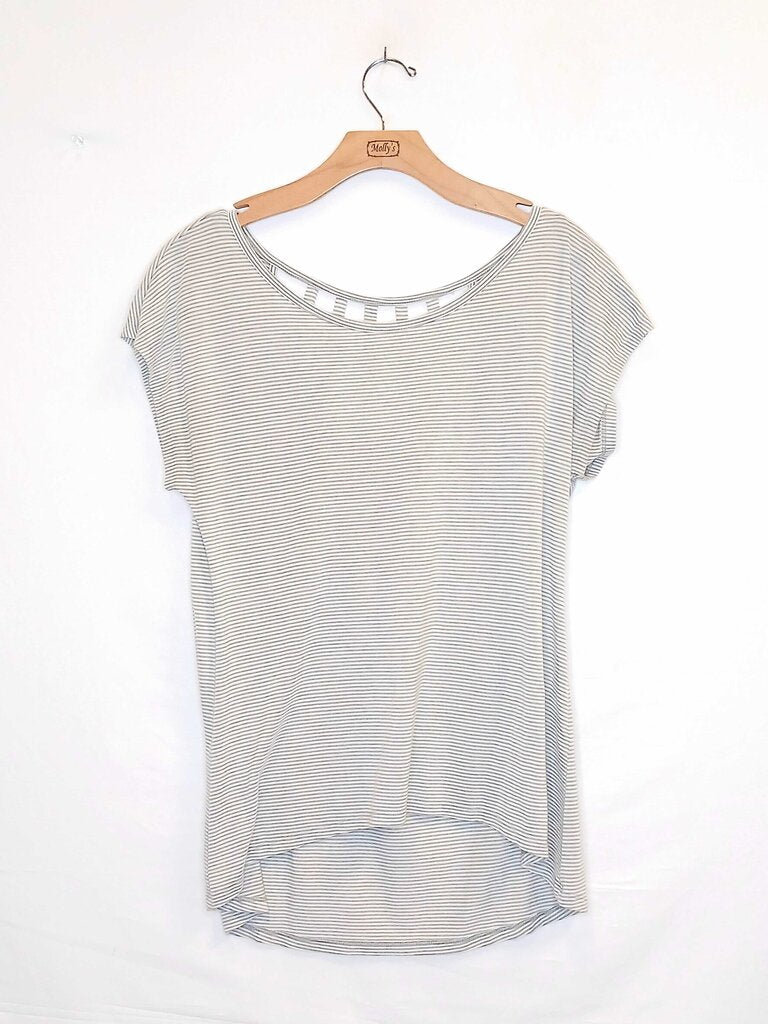 White Hosue Black Market Short Sleeve Stripped Top