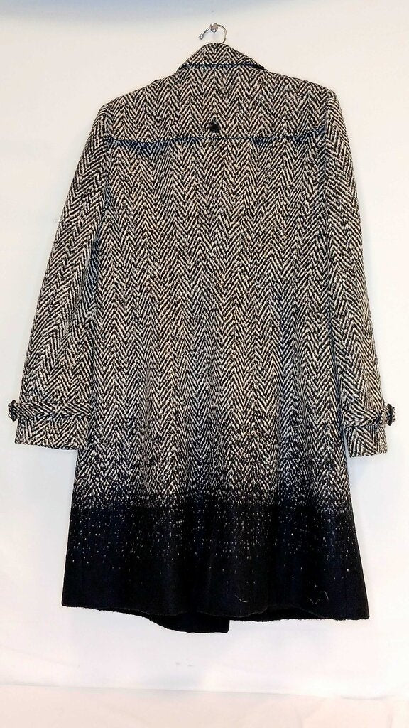 Burberry Authenticated Herring Bone Patterned Black Ombre Coat - Polish