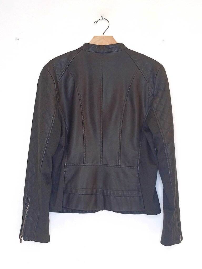 Quilted Faux Zip Up Leather