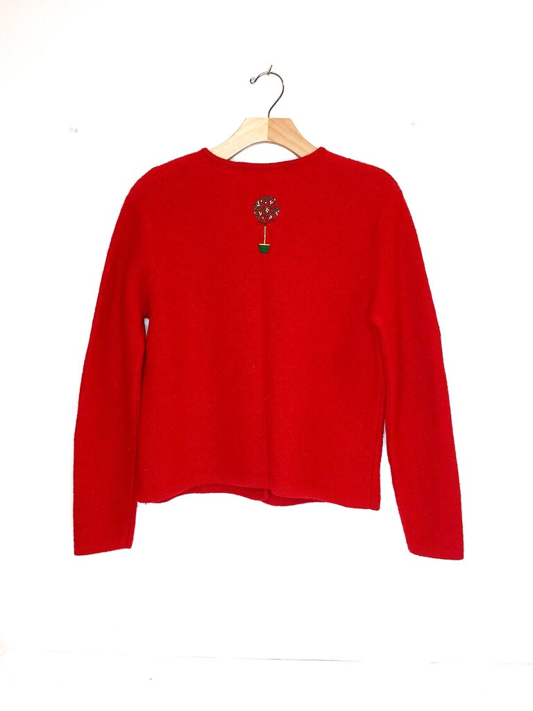 Karen Scott Embroidered Christmas Button Up Cardigan