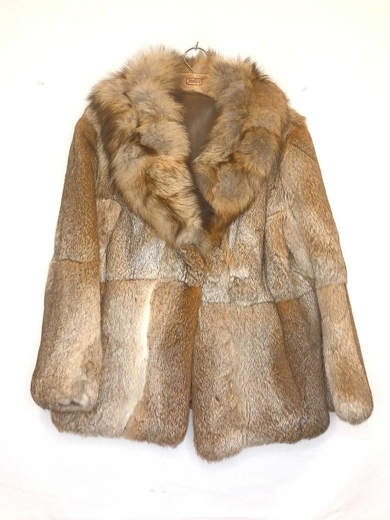 Rabbit Fur With Fox Fur Collar
