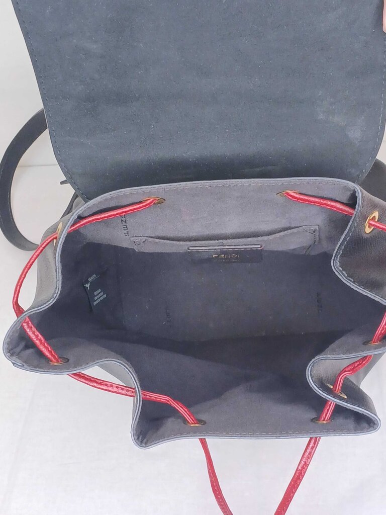 Fendi Drawstring Flop Backpack Leather Zucca Embossed Detail