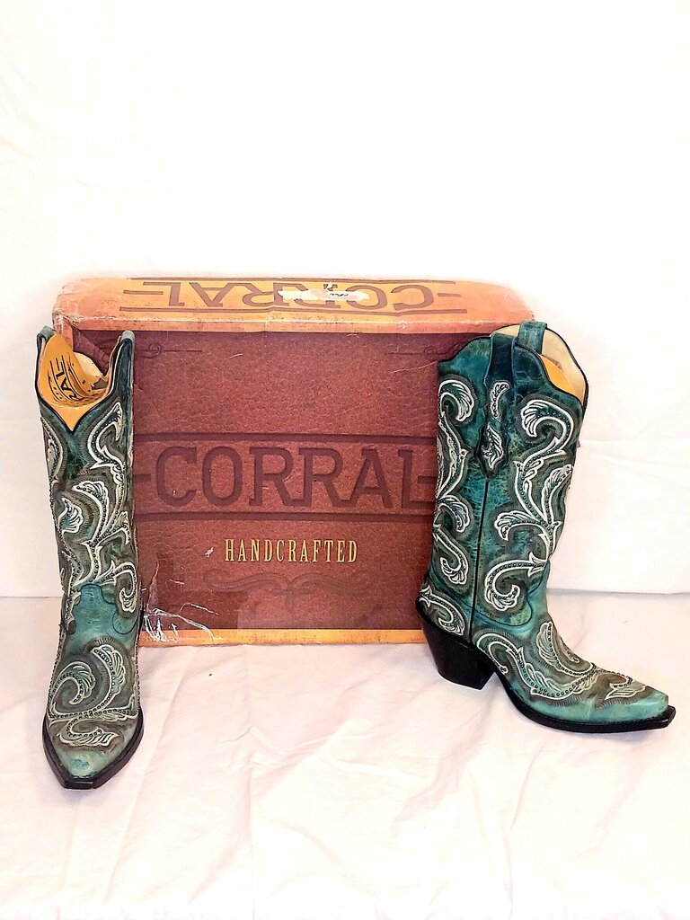 Corral Shaded Embroidery + Studs Cowboy Boots