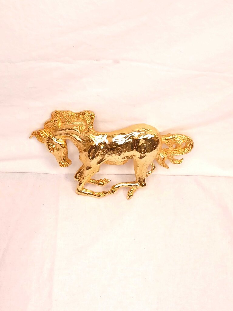 K Baumann Galloping Horse Belt Buckle Large Crystal Eye