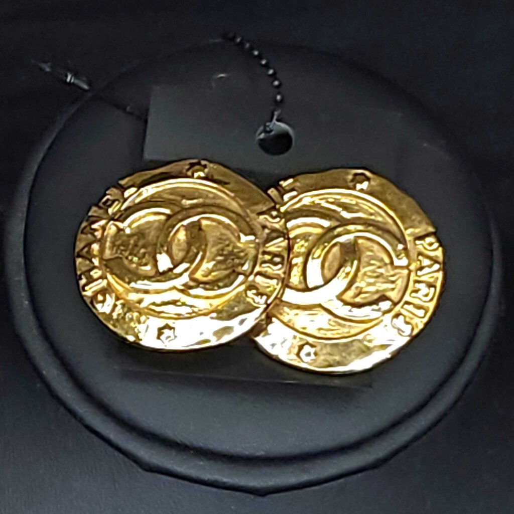 Chanel Large Monogrammed Clip on Earrings