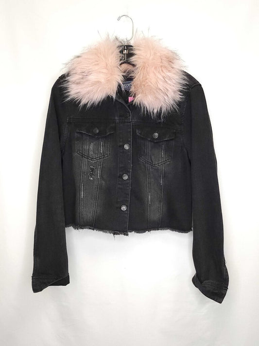 Cisono Denim Jacket With Faux Fur Collar