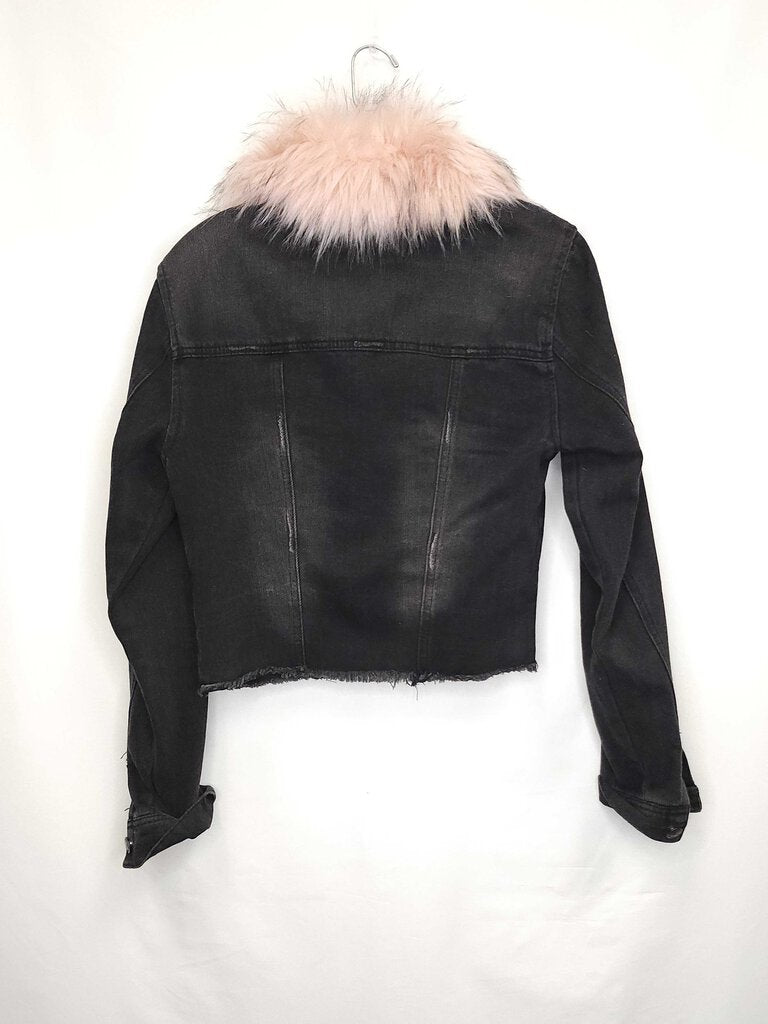 Cisono Denim Jacket With Faux Fur Collar