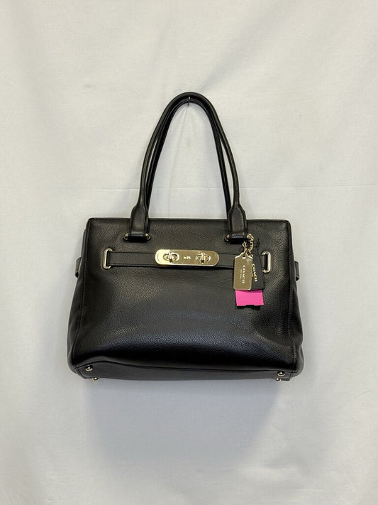 Coach Black Swagger Carryall Pebble Leather Satchel