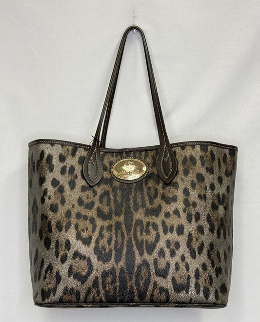 Roberto Cavalli Leopard Print Leather Tote