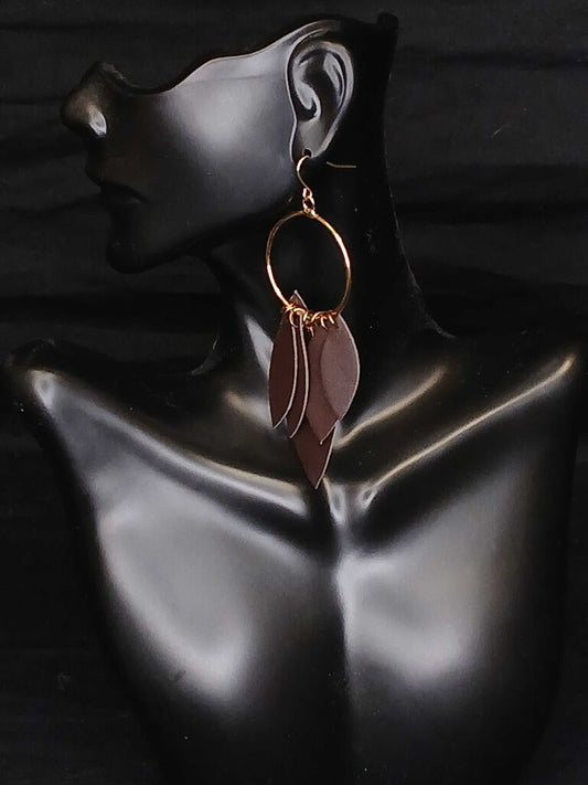 Brown Petal Dangle Earrings